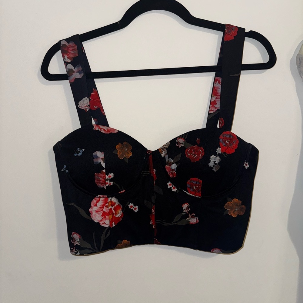 Floral Black Corsette Top - Picture 1 of 2